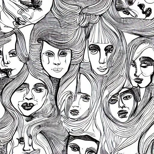 Prompt: outline of faces, wallpaper