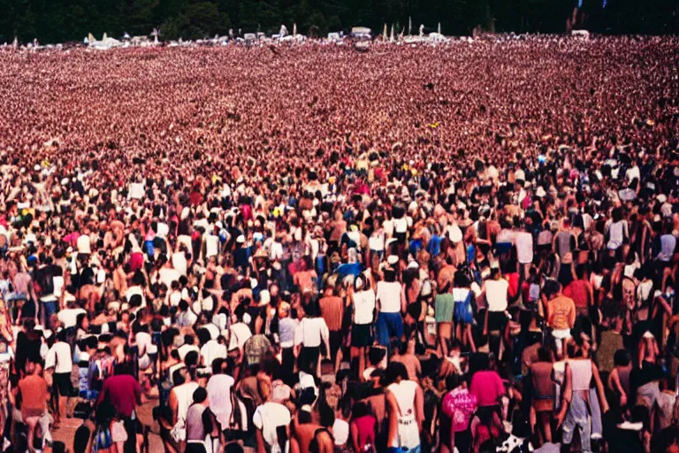 Image similar to Photograph of the largest music festival in the world, 35mm film, 1993