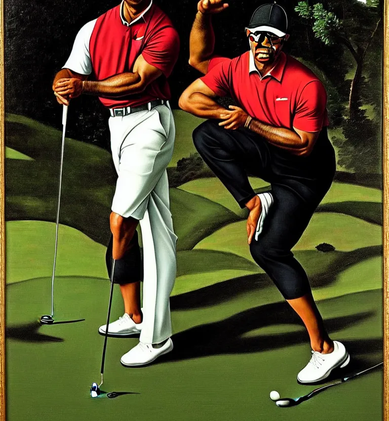 Image similar to tiger woods by caravaggio.