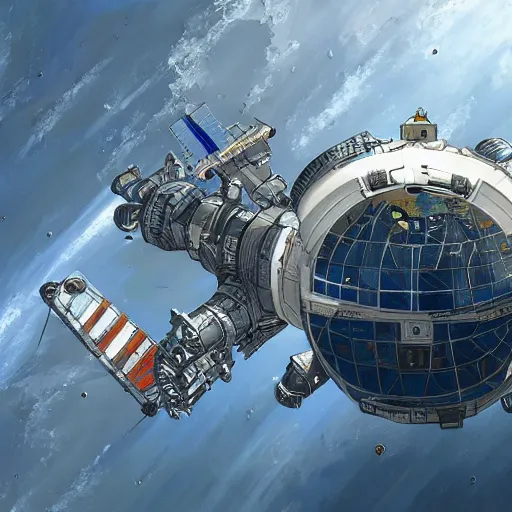 Prompt: Very detailed masterpiece painting of a space station in planet orbit, artstation, concept art by Greg Rutkowsk