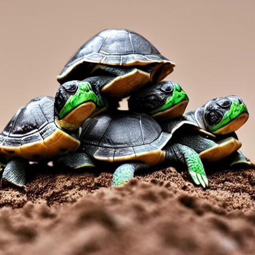 Image similar to a stack of turtles with earth on top