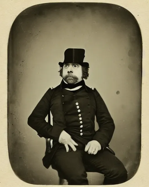 Prompt: an facial portrait of a paul giamatti portraying united states president zachary taylor!, military uniform, 1 8 4 8, a photograph by john fulton folinsbee, trending on pinterest, american romanticism, creative commons attribution, ambrotype, associated press photo, detailed