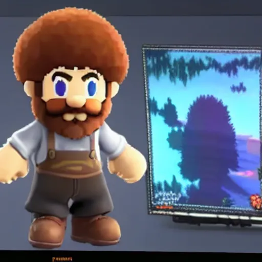 Image similar to Bob Ross character reveal for Super Smash bros ultimate