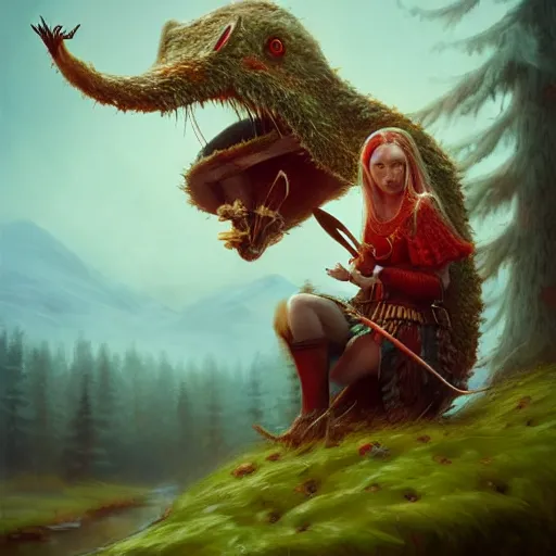 Image similar to Viking eating fly agaric, 4k, artstation, cgsociety, award-winning, masterpiece, stunning, beautiful, glorious, powerful, fantasy art