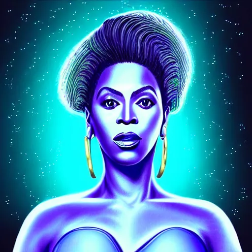 Image similar to “Beyoncé as a sci-fi magic girl, elegant, highly detailed, digital painting”