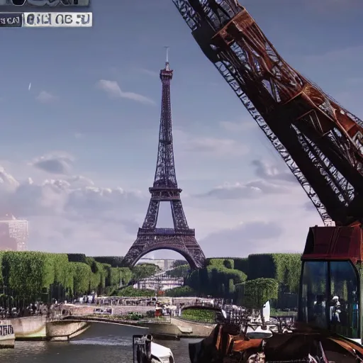 Image similar to the eiffel tower being destroyed photo realistic 4 k