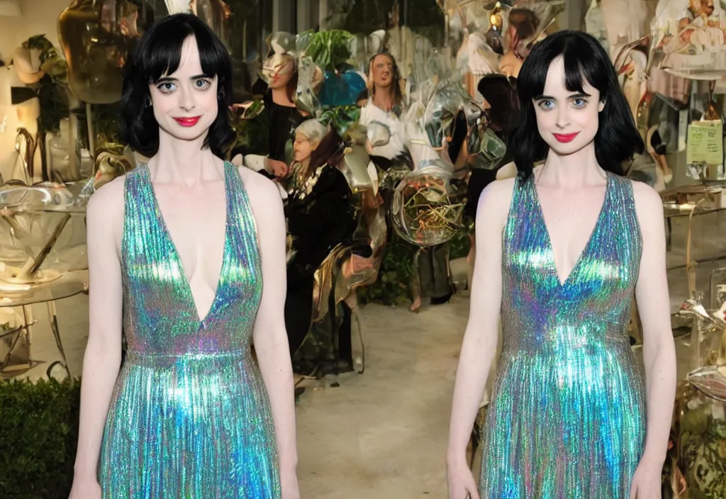 Image similar to krysten ritter as a woman trapped in an iridescent bubble