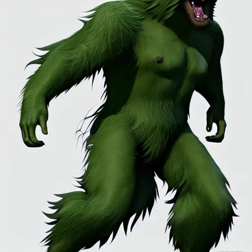 Image similar to cute handsome cuddly werewolf from van helsing unreal engine hyperreallistic render 8k character concept art masterpiece green