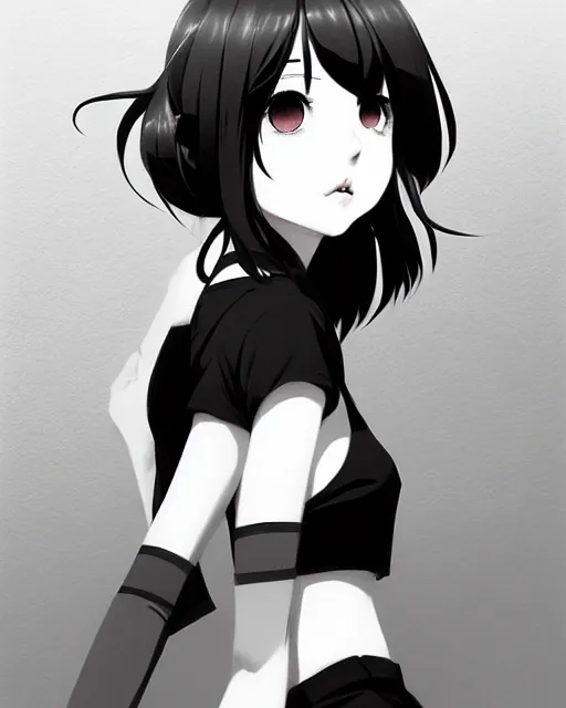 Prompt: portrait of cute girl by ilya kuvshinov, illustration concept art, anime, manga, pencil sketch, black and white trending pixiv fanbox by wlop and greg rutkowski and makoto shinkai and studio ghibli