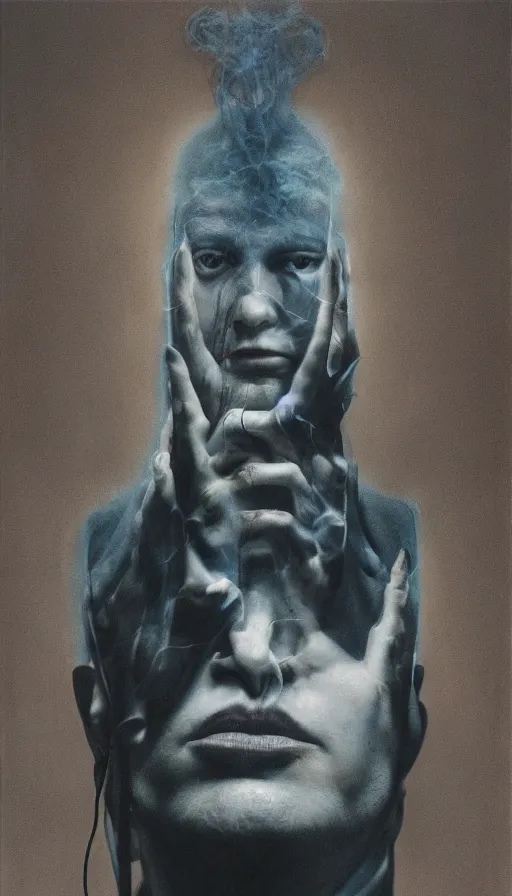 Image similar to portrait of a digital shaman, by gottfried helnwein