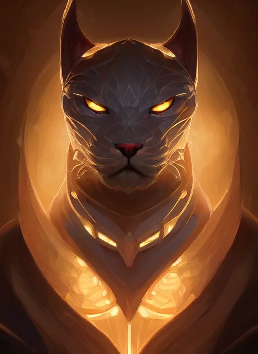 Image similar to symmetry!! portrait of rengar, league of legends, glowing lights!! intricate, elegant, highly detailed, digital painting, artstation, concept art, smooth, sharp focus, illustration, art by artgerm and greg rutkowski and alphonse mucha