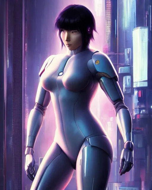 Image similar to weta disney pixar movie still portrait photo of motoko kusanagi ghost in the shell : : as cyborg woman by pixar : : by weta, wlop, ilya kuvshinov, rossdraws, artgerm, marvel, maxim cover, latex, octane render, sweaty, iridescent, bright morning, anime, liosh, mucha : :