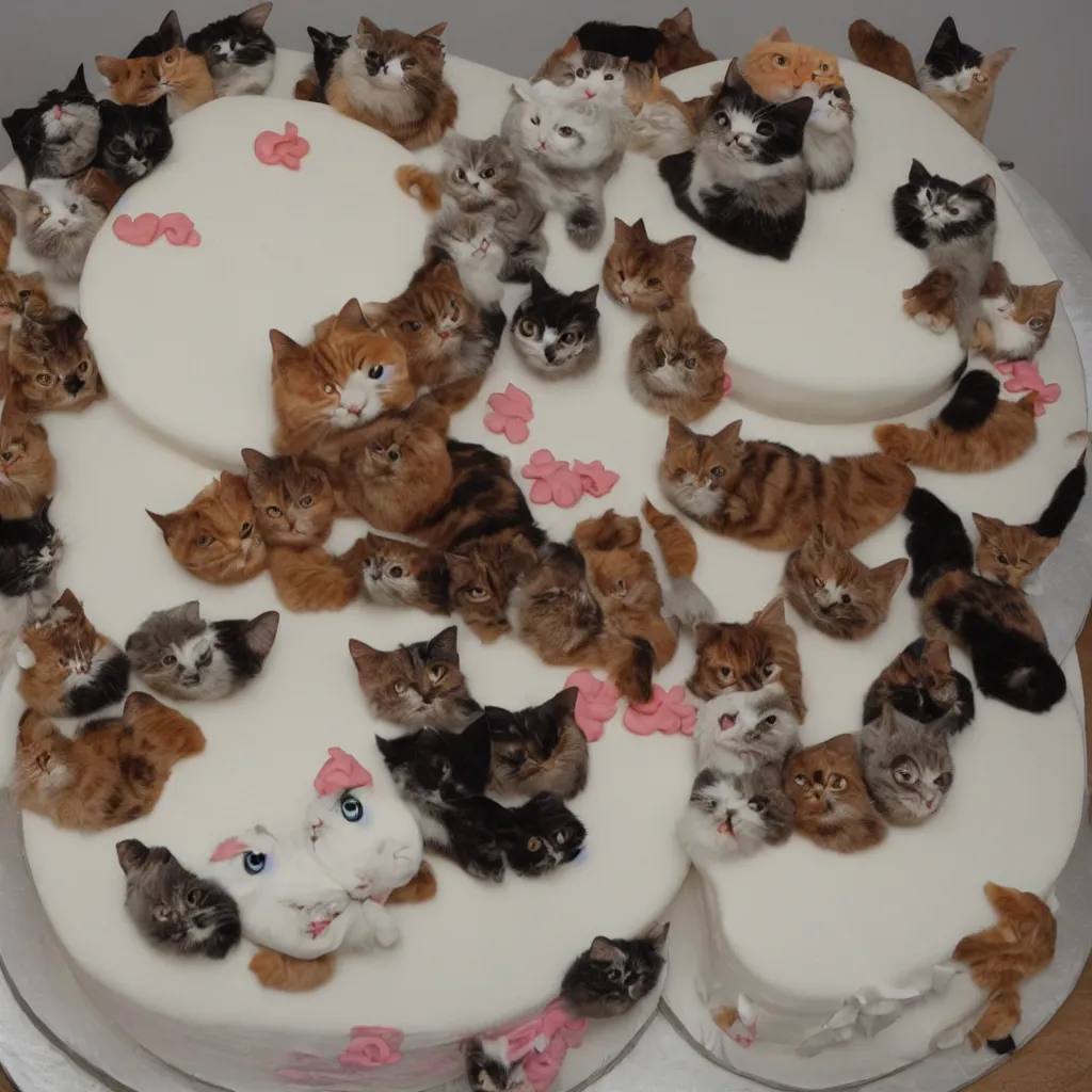 Prompt: cake made out of cats