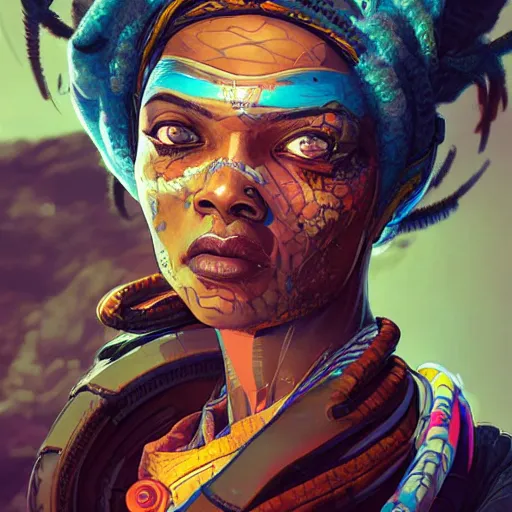 Prompt: obatala, Apex Legends character digital illustration portrait design, by android jones, detailed, cinematic lighting, wide angle action dynamic portrait