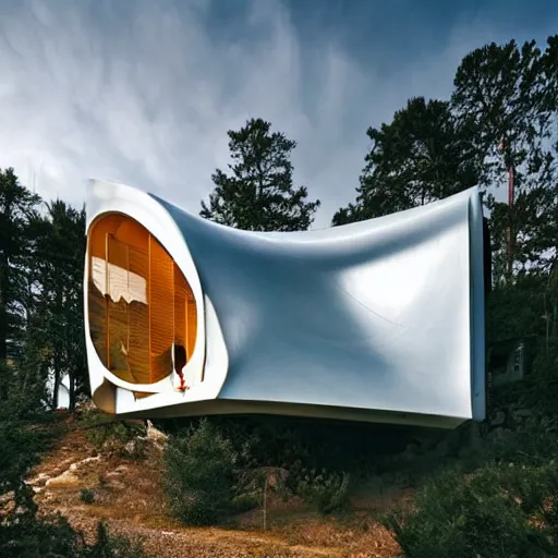 Image similar to futuristic houses in crazy locations