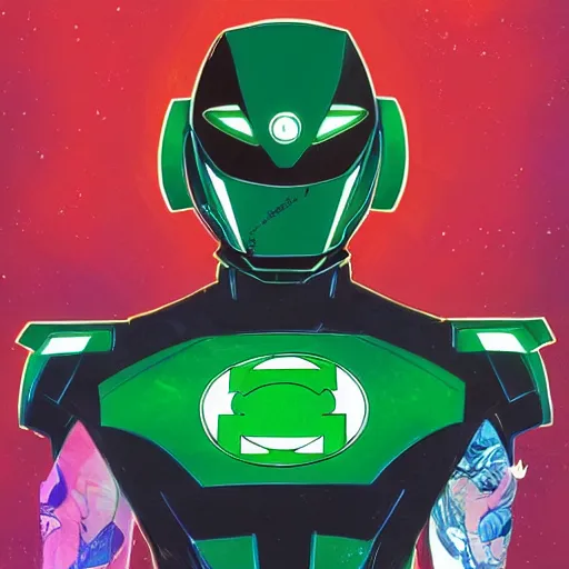 Image similar to a portrait of a stunning beautiful elite green lantern gundam pilot, with an intricate, detailed, urban inspired hiphop afro futuristic helmet, vector behance hd jesper ejsing, rhads, makoto shinkai, lois van baarle, ilya kuvshinov, rossdraws, hd, 3 2 k, ilya kuvshinov, gustav klimt