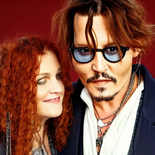 Image similar to photo of johnny depp with a ginger hair women smiling studio portrait