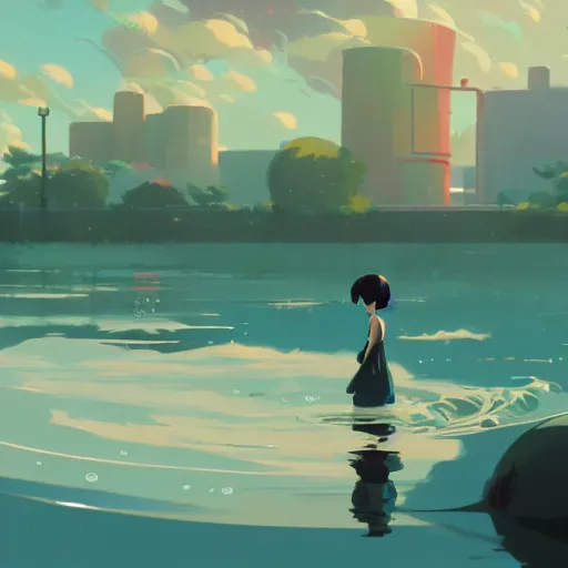 Image similar to water, water, everywhere, nor any drop to drink, detailed, cory loftis, james gilleard, atey ghailan, makoto shinkai, goro fujita, studio ghibli, rim light, exquisite lighting, clear focus, very coherent, plain background