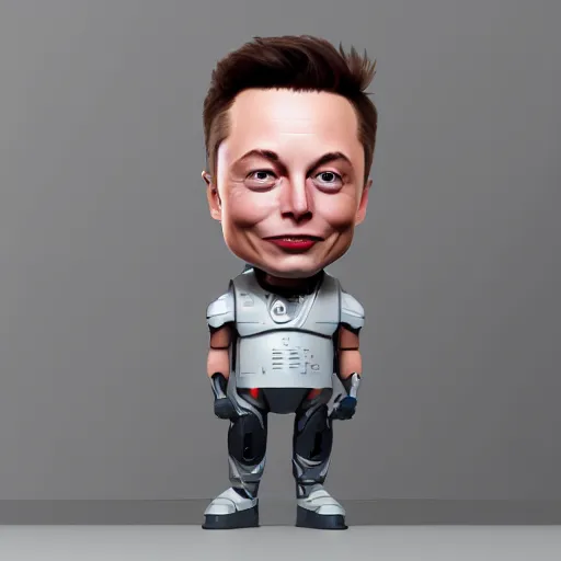 Prompt: Elon Musk as a Cyborg, as a vinyl figure, studio, light, artstation, octane render, unreal engine, 3D rendering, 8k,