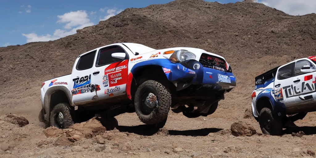 Prompt: Toyota Tacoma Dakar Rally Truck