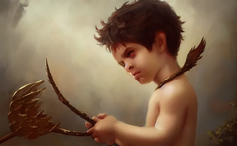 Image similar to A painting of Cupid trending on artstation in the style of Greg Rutkowski