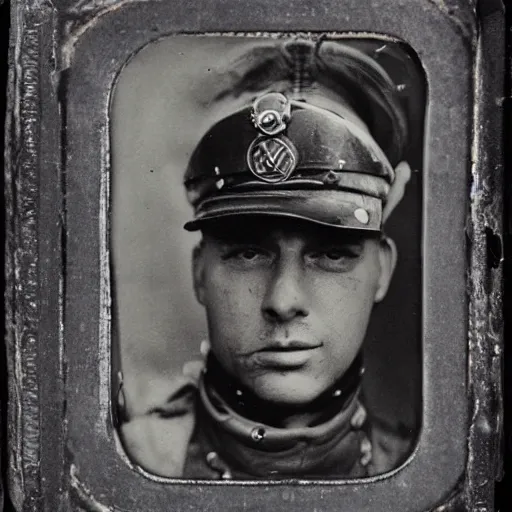Prompt: tintype photographs of watchmen, machine mediums, dieselpunk troopers and ghost pilots