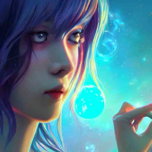 Prompt: psychedelic, whimsical, anime, 4k, beautiful, trending on patreon, deviantart, twitter, artstation, volumetric lighting, heavy contrast, art style of Ross Tran and Ilya Kuvshinov, trending on artstation, illustration, cgsociety, 8k, cinematic art by Greg Rutkowski and Thomas Kinkade and William O\'Connor