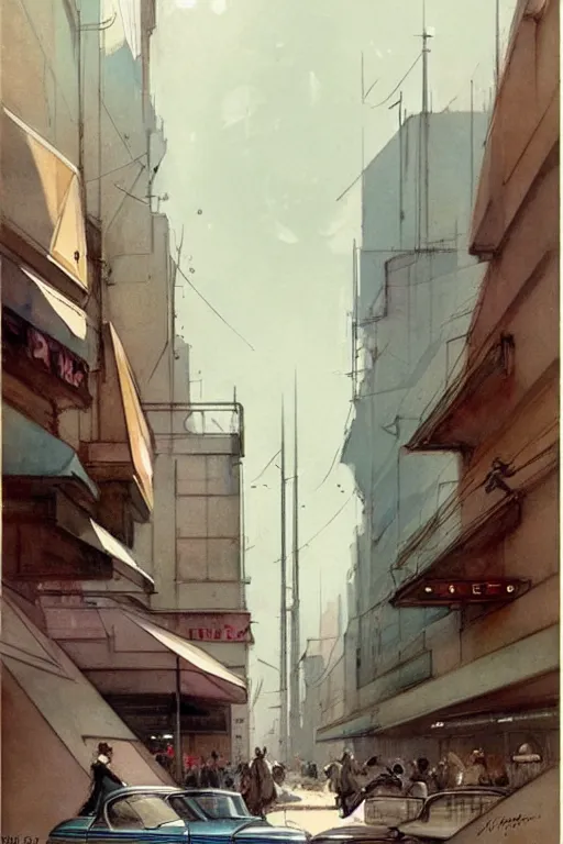 Image similar to ( ( ( ( ( 1 9 5 0 s retro future art deco city street design. muted colors. ) ) ) ) ) by jean - baptiste monge!!!!!!!!!!!!!!!!!!!!!!!!!!!!!!