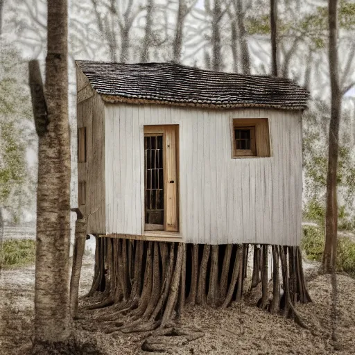 Image similar to house made of limbs, PROMPT, XF IQ4, 150MP, 50mm, f/1.4, ISO 200, 1/160s, natural light, Adobe Photoshop, Adobe Lightroom, DxO Photolab, Corel PaintShop Pro, rule of thirds, symmetrical balance, depth layering, polarizing filter, Sense of Depth, AI enhanced