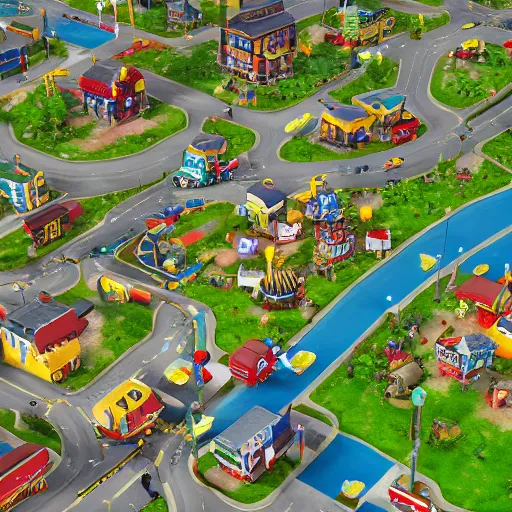 Image similar to Busytown in Civilization 5, extreme detail, video game, ((map)), popular, octane render, 8k