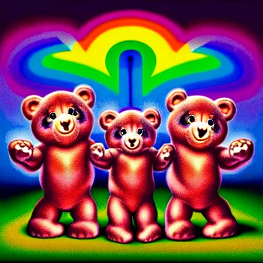 Image similar to care bears on tool album cover, 8 k resolution hyperdetailed, surrealism style of alex grey, extremely high quality