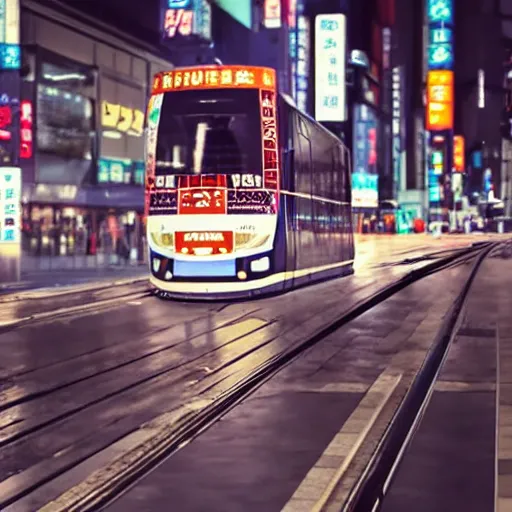 Prompt: a tram ride in tokyo at night, hyper realistic, very detailed, cinematic