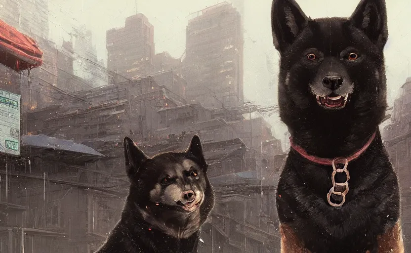 Prompt: highly detailed portrait of a black shiba as a homeless, in gta v, stephen bliss, unreal engine, fantasy art by greg rutkowski, loish, rhads, ferdinand knab, makoto shinkai and lois van baarle, ilya kuvshinov, rossdraws, tom bagshaw, global illumination, radiant light, detailed and intricate environment