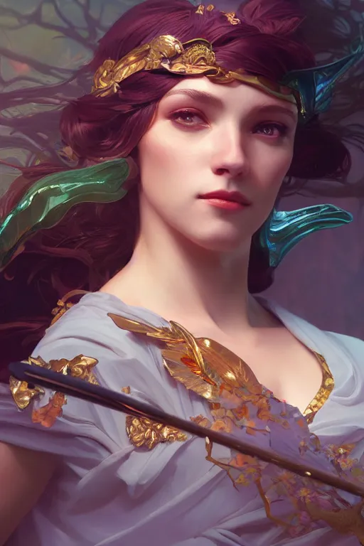 Image similar to goddess of photography, highly detailed, digital painting, artstation, concept art, smooth, sharp focus, illustration, Unreal Engine 5, 8K, art by Ross Tran and greg rutkowski and alphonse Mucha