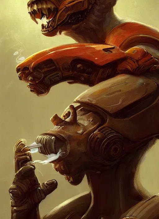 Image similar to caterpillar smoking a cigar, elegant, digital painting, concept art, smooth, sharp focus, illustration, from StarCraft by Ruan Jia and Mandy Jurgens and Artgerm and William-Adolphe Bouguerea