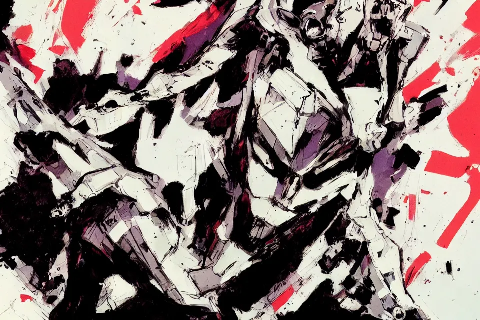 Image similar to Evangelion Unit 01 by Ashley Wood, Jamie Hewlett, Bill Sienkiewicz, character design, concept art