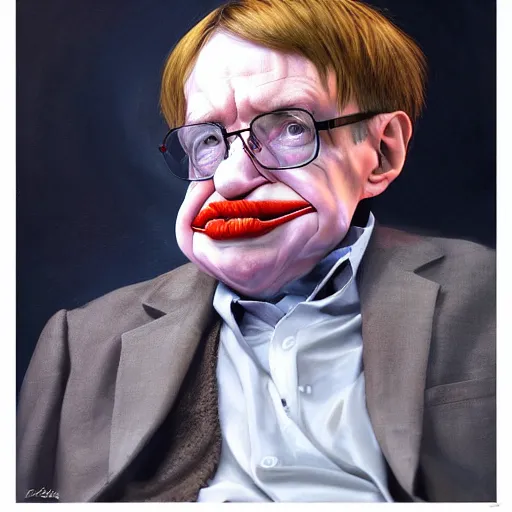 Image similar to UHD hyperrealism painting of Stephen Hawking wearing accurate clown makeup, by Antonio Caparo and Ferdinand Knab and Greg Rutkowski, UHD, photorealistic, trending on artstation, trending on deviantart, correct face, realistic clown makeup