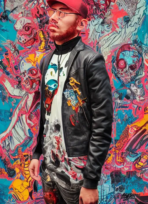 Image similar to zombie leather jacket full body hiphop streetwear drip, tristan eaton, victo ngai, artgerm, rhads, ross draws