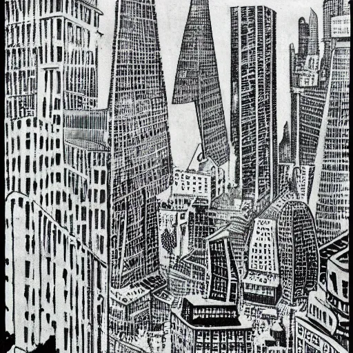 Image similar to futuristic cityscape by Maurice Sendak