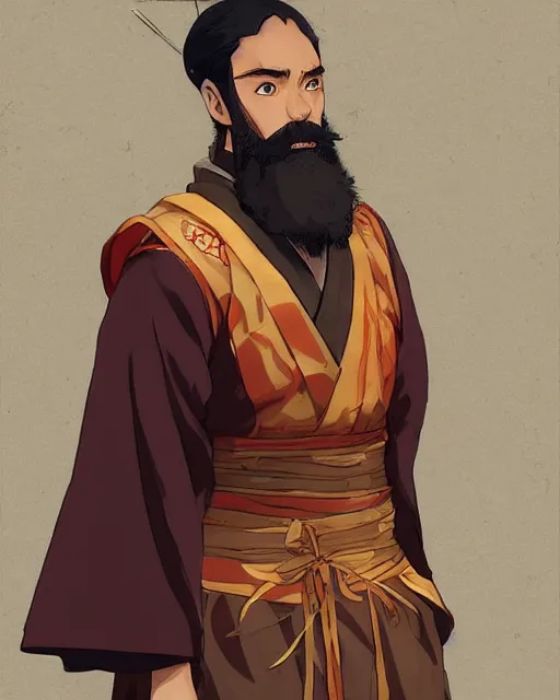 Image similar to an anime portrait of ferdinand magellan as a beautiful man wearing a kimono from skyrim, by stanley artgerm lau, wlop, rossdraws, james jean, andrei riabovitchev, marc simonetti, and sakimichan, trending on artstation