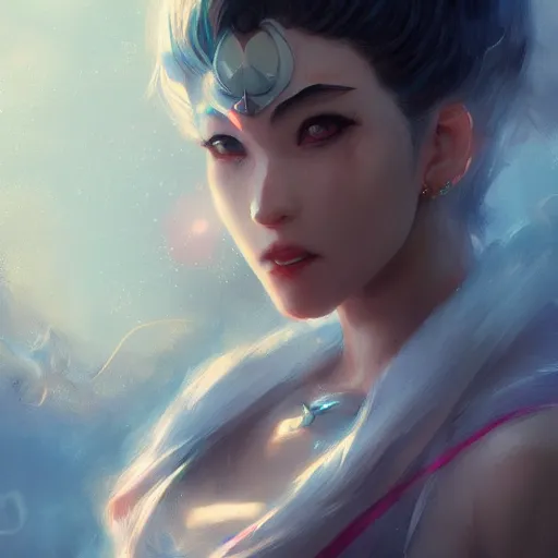 Prompt: A portrait of sailor moon, Yakuza art, art by greg rutkowski, matte painting, trending on artstation