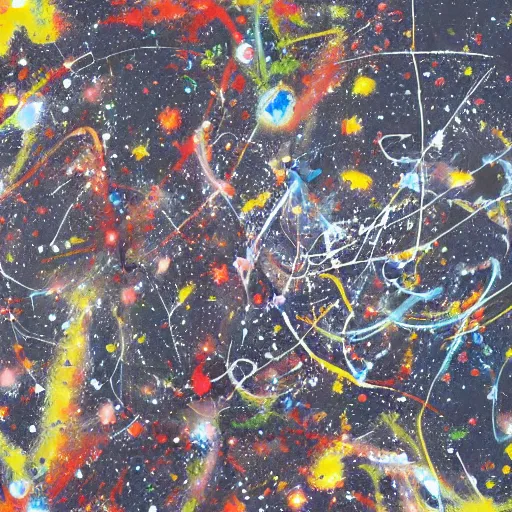 Prompt: Liminal space in outer space, slightly inspired by Jackson Pollock