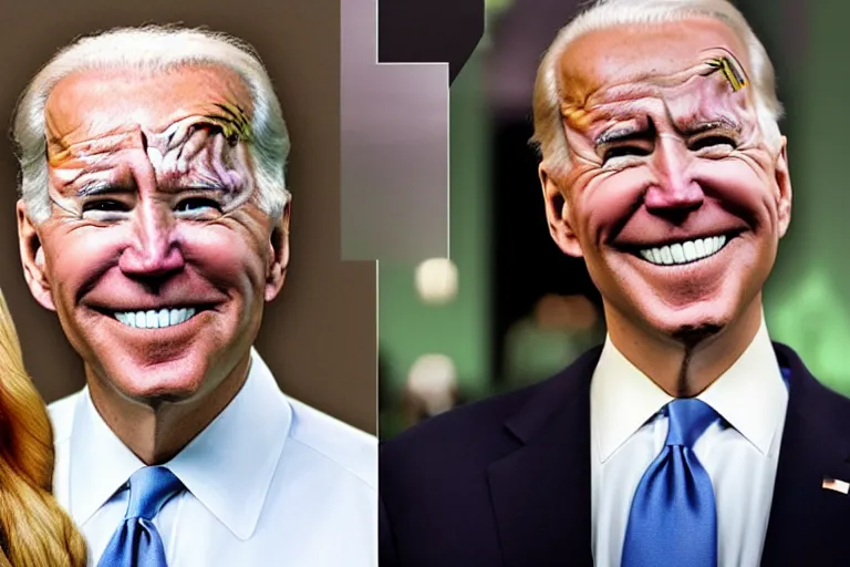 Image similar to joe biden and belle delphine as shrek, cinematic chiaroscuro, photorealistic, unreal engine