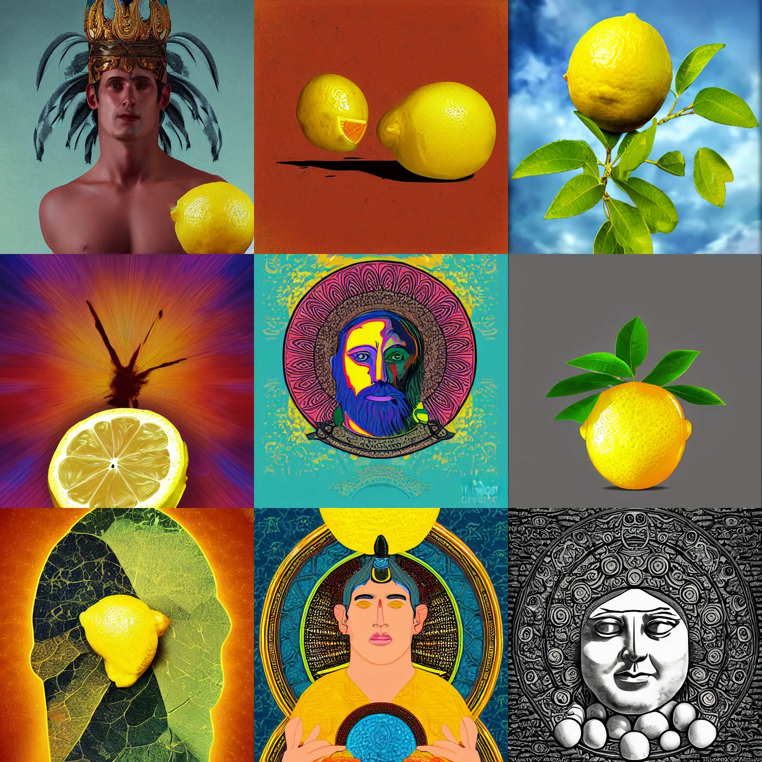 Prompt: the god of lemon, high resolution digital art
