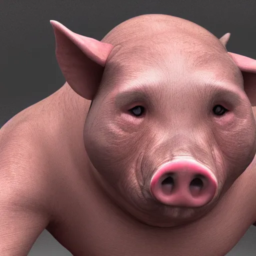 Image similar to human pig hybrid, high definition, photorealistic