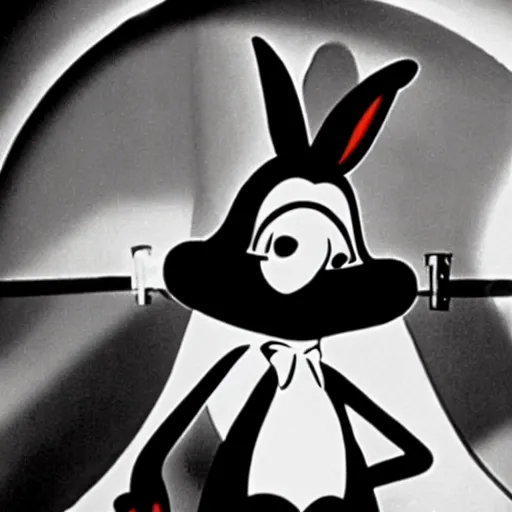 Image similar to bugs bunny in 1 9 3 0 s film noir movie, black and white