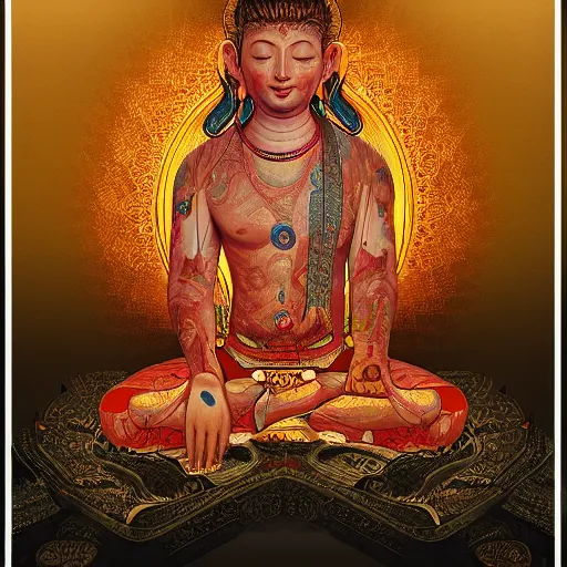 Prompt: Daniel Schmachtenberger bodhisattva, praying meditating, prayer hands, intricate, detailed, epic, cinematic, vivid color, artstation, portrait