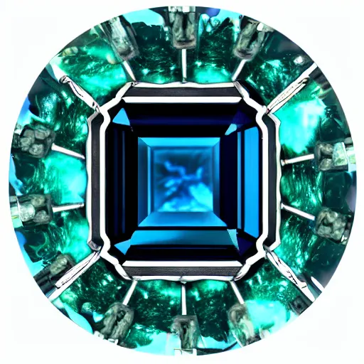 Image similar to chaotic cinematic space rift, dark, golem - emerald golem - sapphire golem - diamond, bright, night