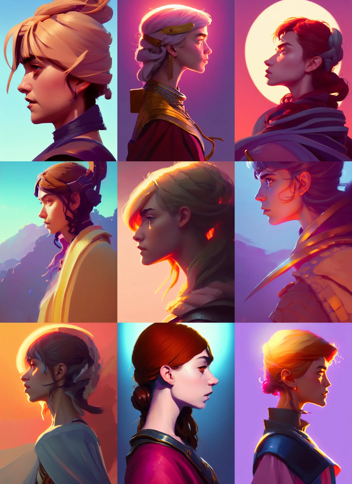 Prompt: side profile centered painted portrait, Imogen Poots as holy Paladin, D&D, matte painting concept art, beautifully backlit, official fanart, colourful, by and ilya kuvshinov and Cushart Krentz and Gilleard James, 4k, HDR, Trending on artstation, Behance, award winning