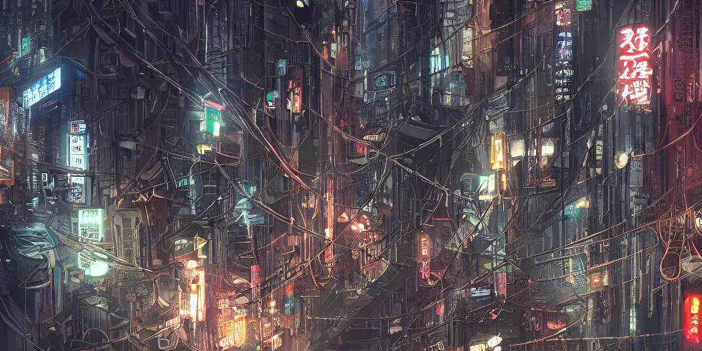 Prompt: The sewers of cyberpunk tokyo by kirokaze